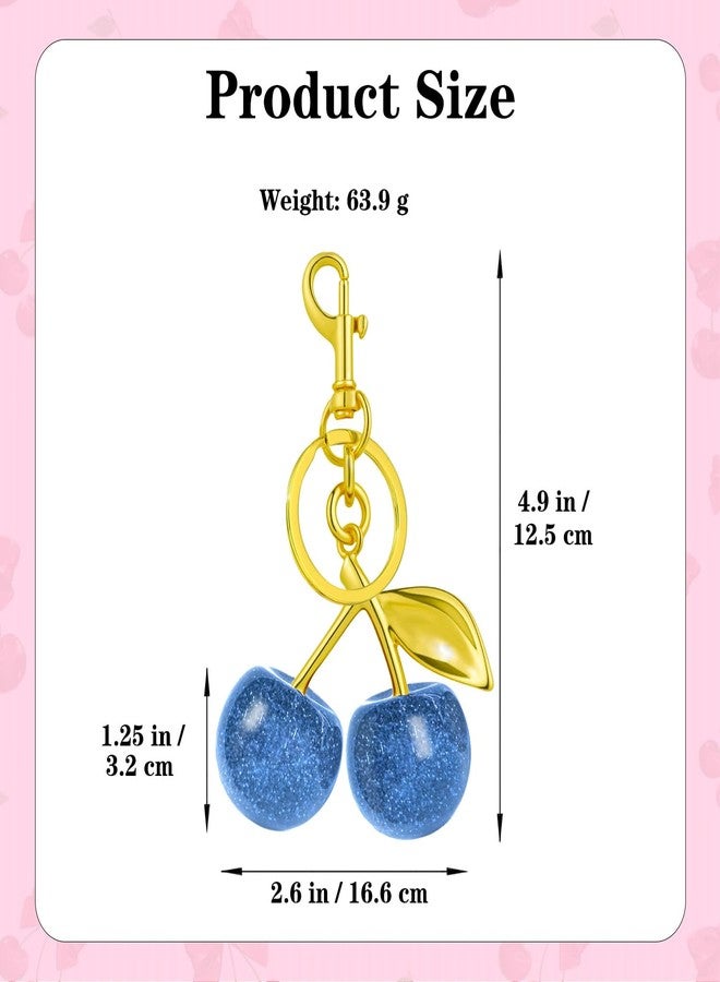 ANDGING Cute Glitter Cherry Purse Bag Charm Set 6 pcs Bling Cherry Keychain for Women Gold Silver Pink Red Black Cherries Purse Charms for Handbags Key Chain Accessories Handbag Backpack Llavero De Cereza - Image 4